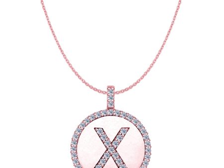 X  Diamond Initial 14K Rose Gold Disk Pendant (0.56ct) Online