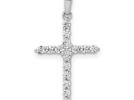 10K Real White Solid Gold High Polished 1 4ct. Diamond Cross Pendant Charm, 23x13mm Online Sale