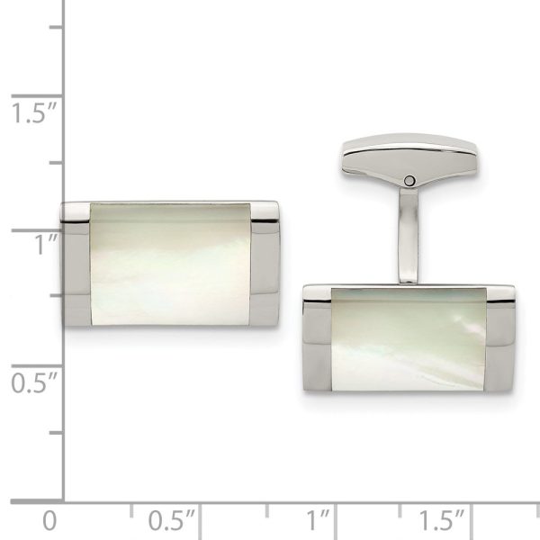 Chisel Stainless Steel Polished Mother of Pearl Rectangle Cufflinks Online Hot Sale