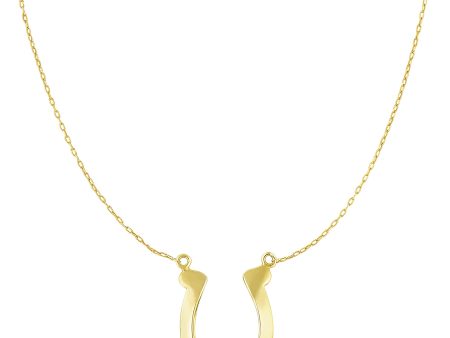 14k Yellow Gold Shiny Lucky Horse Shoe Pendant Necklace, 18  Cheap