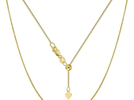 10k Yellow Gold Adjustable Box Link Chain Necklace, 0.7mm, 22  Hot on Sale