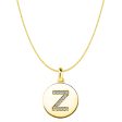 Z  Diamond Initial 14K Yellow Gold Disk Pendant (0.12ct) Online Sale