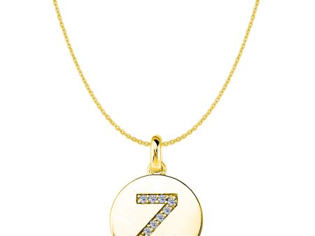 Z  Diamond Initial 14K Yellow Gold Disk Pendant (0.12ct) Online Sale