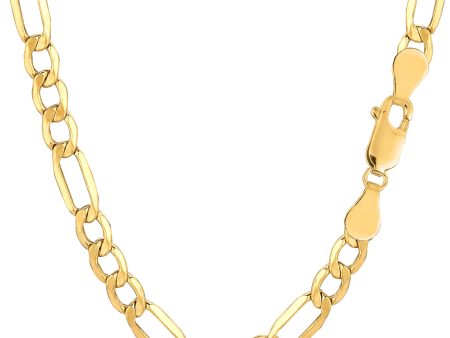 10k Yellow Gold Hollow Figaro Chain Necklace, 5.4mm Cheap