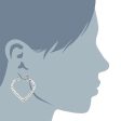 Sterling Silver Rhodium Plated  Heart Shape Hoop Earrings, Diameter 25mm Fashion