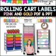 10 Drawer Rolling Cart Labels | PINK AND GOLD DESIGN I Teacher Trolley LABELS For Sale