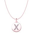 X  Diamond Initial 14K Rose Gold Disk Pendant (0.13ct) For Cheap