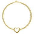 10K Yellow Gold Double Strand With Heart Anklet, 10  For Cheap