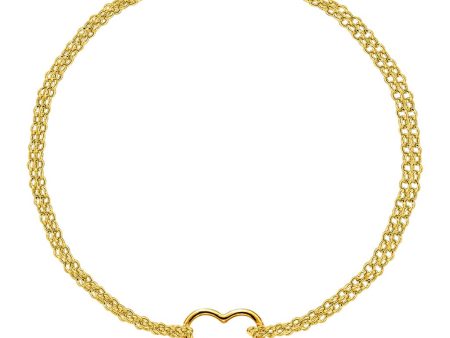 10K Yellow Gold Double Strand With Heart Anklet, 10  For Cheap