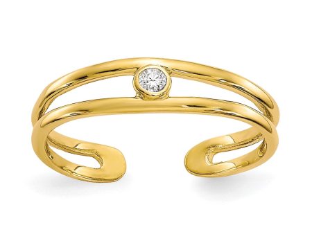 10k Real Yellow Gold CZ Stone Summer Toe Ring Fashion