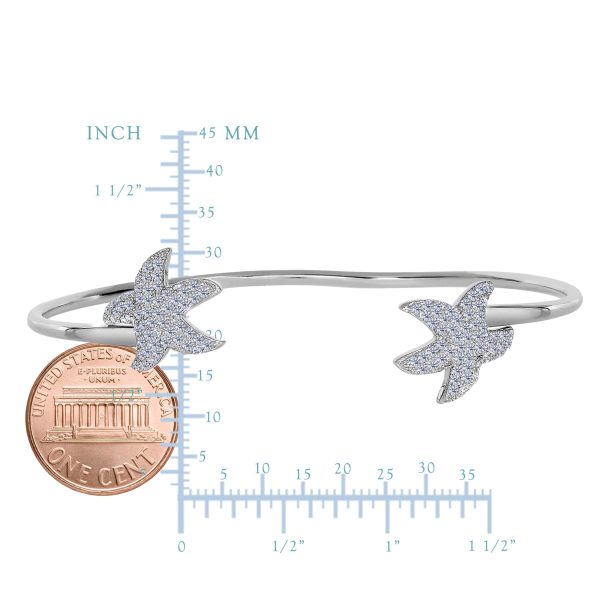 Sterling Silver Double CZ Starfish Ends Bracelet Cuff Online