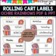 10 Drawer Rolling Cart Labels | OCHRE RAINBOW DESIGN I Teacher Trolley Sale