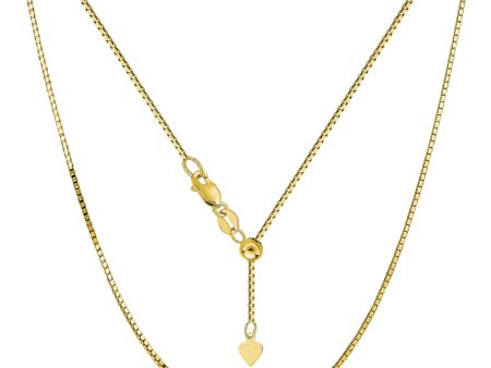 10k Yellow Gold Adjustable Box Link Chain Necklace, 0.85mm, 22  Fashion