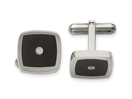 Chisel Stainless Steel Polished Enameled CZ Cufflinks Online now