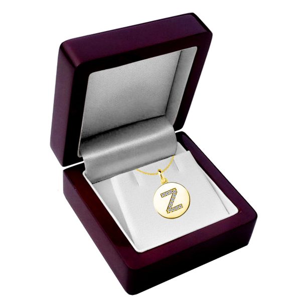 Z  Diamond Initial 14K Yellow Gold Disk Pendant (0.12ct) Online Sale