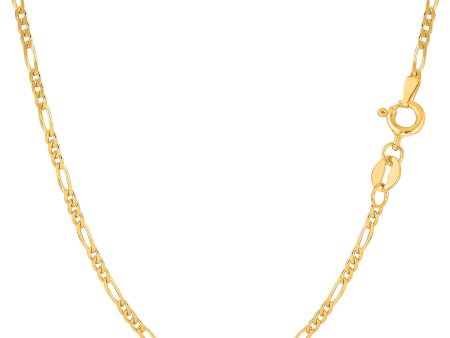 10k Yellow Solid Gold Figaro Chain Necklace, 1.9mm Online Sale