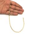 14K Yellow Gold Diamond Cut Hearts Chain Anklet, 10  Supply