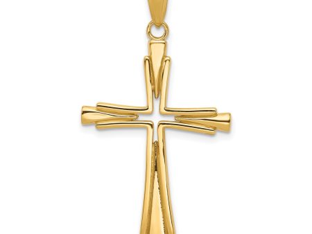 10k Real Yellow Solid Gold Polished Solid Cross Pendant Charm, 40x21mm Cheap