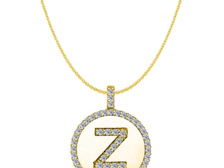 Z  Diamond Initial 14K Yellow Gold Disk Pendant (0.53ct) Supply