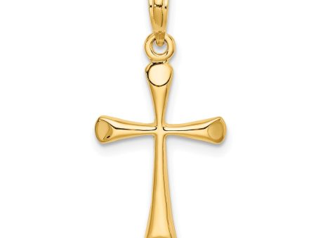 Yellow Gold High Polished Beveled Tip Cross Pendant,25x13mm Discount