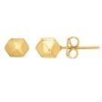 14K Gold Yellow Multi Pyramid And Hexagon Combo Design Stud Earrings Online Sale