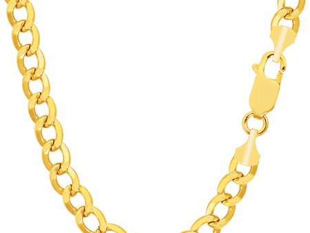 10k Yellow Gold Curb Hollow Chain Necklace, 6.1mm For Discount