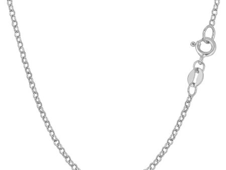 10k White Gold Round Rolo Link Chain Necklace, 1.9mm Online now