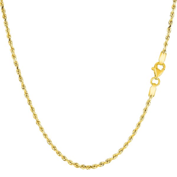 10k Yellow Solid Gold Diamond Cut Rope Chain Necklace, 1.5mm Online