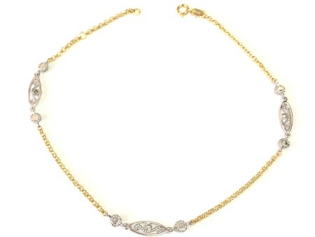 14K Yellow And White Gold Charms Fancy Anklet, 10  For Discount