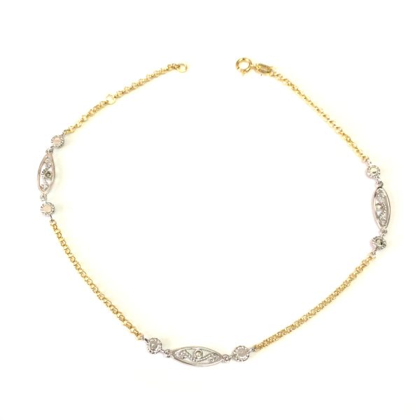 14K Yellow And White Gold Charms Fancy Anklet, 10  For Discount