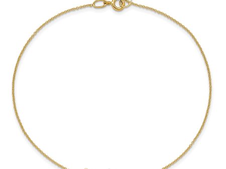 14k Real Two-tone Yellow Gold Three Flower Charm Adjustable Anklet, 9 Inches to 10 Inches Fashion