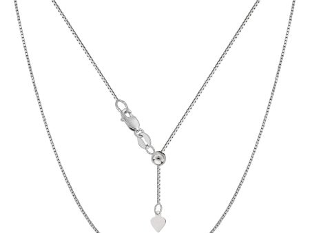 10k White Gold Adjustable Box Link Chain Necklace, 0.7mm, 22  Online Hot Sale