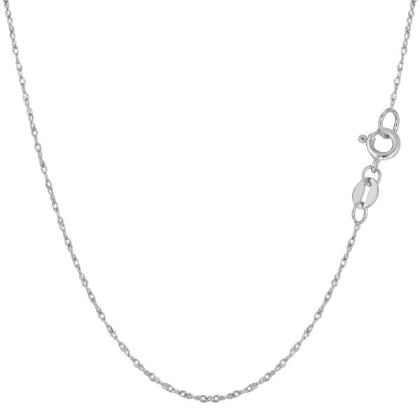 10k White Gold Rope Chain Necklace, 0.6mm Online Hot Sale