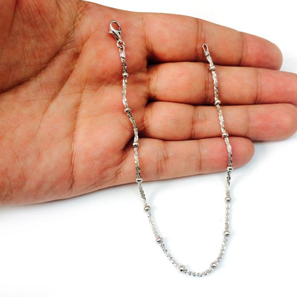 Sparkle Saturn Style Chain Anklet In Sterling Silver For Discount