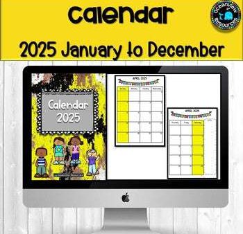 2025 Calendar Editable-January to December on Sale