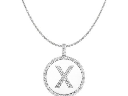 X  Diamond Initial 14K White Gold Disk Pendant (0.56ct) Hot on Sale