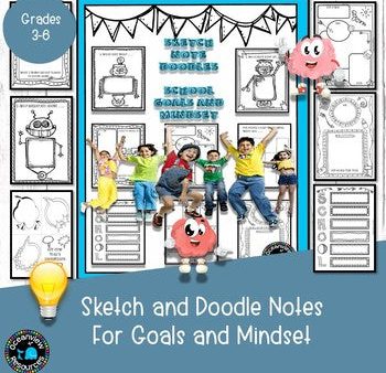 Sketch Notes For Goals, Mindset and student self assessment on Sale