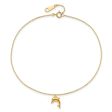 14k Yellow Gold Dolphin Charm 9 Inch to 10 Inch Summer Anklet For Cheap