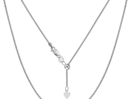 10k White Gold Adjustable Wheat Link Chain Necklace, 1.0mm, 22  Online Sale