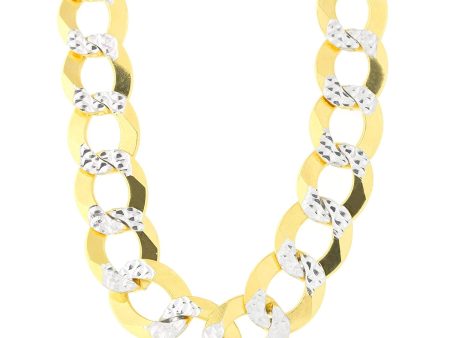 14k 2 Tone Yellow And White Gold Curb Chain Necklace, 12.2mm Online