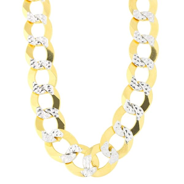 14k 2 Tone Yellow And White Gold Curb Chain Necklace, 12.2mm Online