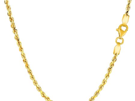 10k Yellow Solid Gold Diamond Cut Rope Chain Necklace, 2.25mm Fashion