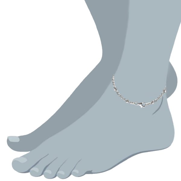 Sparkle Saturn Style Chain Anklet In Sterling Silver For Discount