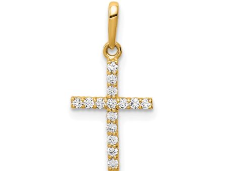 10k Real Solid Yellow Gold and CZ Cross Pendant Charm, 19x9mm Online Hot Sale