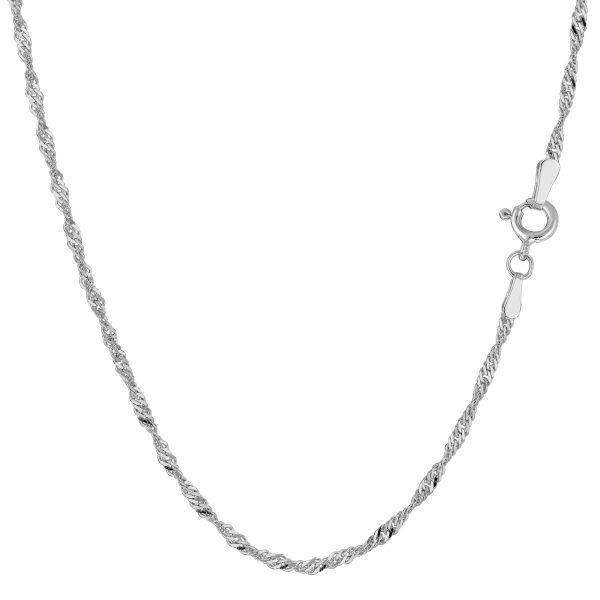 14k White Gold Singapore Chain Necklace, 1.7mm Supply