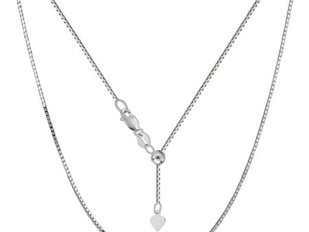 10k White Gold Adjustable Box Link Chain Necklace, 0.85mm, 22  Cheap