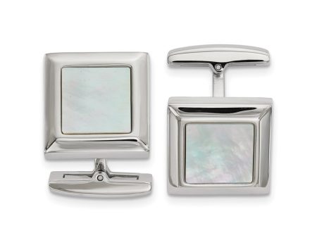 Chisel Stainless Steel Polished Mother of Pearl Square Cufflinks Sale