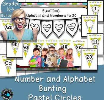 Alphabet and Number Bunting Decor Pack- Pastel Circle Design Fashion