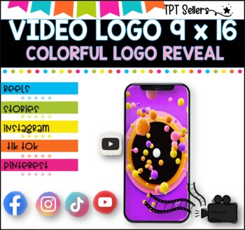 VIDEO LOGO - VERTICAL  9 x 16 for Social Media and Pinterest I colorful Logo For Cheap