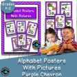 Alphabet cards with Pictures Classroom Decor- Purple Chevron Online